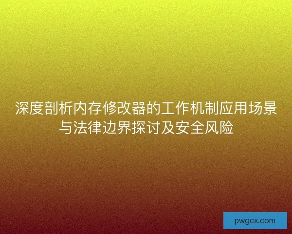 深度剖析内存修改器的工作机制应用场景与法律边界探讨及安全风险